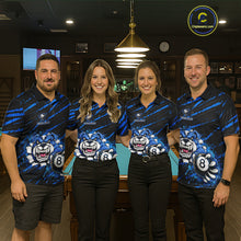 Load image into Gallery viewer, Blue Splatter Ball 8 Billiard Jerseys For Men Custom Funny Bulldog Billiard Team Jersey NYN2319