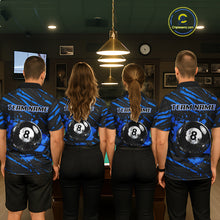 Load image into Gallery viewer, Blue Splatter Ball 8 Billiard Jerseys For Men Custom Funny Bulldog Billiard Team Jersey NYN2319