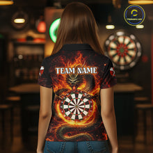 Load image into Gallery viewer, Personalized Red Flaming Dragon Dartboard Women Darts Polo Shirt Custom Darts Team Jerseys NYN2582