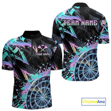 Load image into Gallery viewer, Holographic Splatter Dartboard Men Dart Polo &amp; 1/4-Zip Shirt Custom Name Dart Jersey For Darters NYN2966
