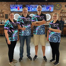 Load image into Gallery viewer, Holographic Splatter Dartboard Men Dart Polo &amp; 1/4-Zip Shirt Custom Name Dart Jersey For Darters NYN2966