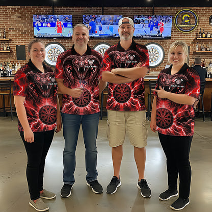 Thunder Lightning Red Cobra Snake Dart Shirts For Men Custom Team Outfit Darts Jerseys NYN3362