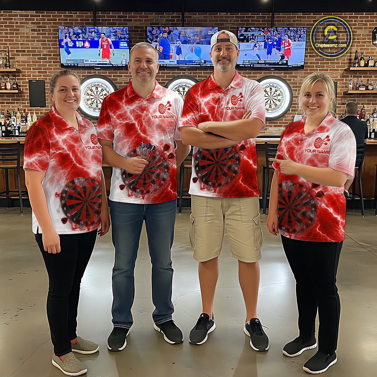 Personalised Red And White Smokes Men Dart Shirts Custom Thunder Darts Team Shirt For Players NYN3367