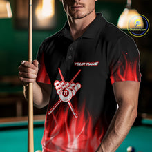 Load image into Gallery viewer, Custom Red Flaming Crown 8 Ball Billiard Shirts For Men Personalized Billiard Attire Gifts NYN2323