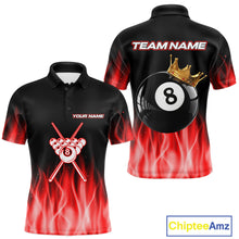 Load image into Gallery viewer, Custom Red Flaming Crown 8 Ball Billiard Shirts For Men Personalized Billiard Attire Gifts NYN2323