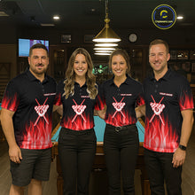 Load image into Gallery viewer, Custom Red Flaming Crown 8 Ball Billiard Shirts For Women Personalized Billiard Attire Gifts NYN2323