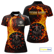 Load image into Gallery viewer, Grim Reaper Red Flaming Dartboard Women Darts Polo Shirt Personalized Grunge Darts Team Jerseys NYN2600