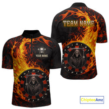 Load image into Gallery viewer, Grim Reaper Red Flaming Dartboard Men Darts 1/4-Zip Shirt Personalized Grunge Darts Team Jerseys NYN2600