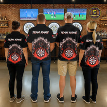 Load image into Gallery viewer, Grey And Red Flames Wolf Custom Women&#39;s Funny Dart Polo Shirts Team Dart League Jerseys NYN2081