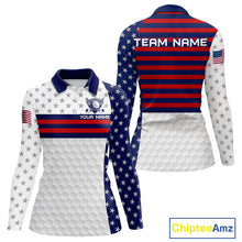 Load image into Gallery viewer, American flag 250th anniversary womens golf polo patriotic golf shirt