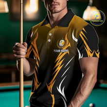 Load image into Gallery viewer, Custom Yellow Flames 8 Ball Men's Billiard Shirts Personalized Billiard Cue Attire Gifts NYN2339