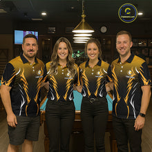 Load image into Gallery viewer, Custom Yellow Flames 8 Ball Men's Billiard Shirts Personalized Billiard Cue Attire Gifts NYN2339