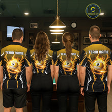 Load image into Gallery viewer, Custom Yellow Flames 8 Ball Men's Billiard Shirts Personalized Billiard Cue Attire Gifts NYN2339