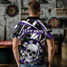Load image into Gallery viewer, Black &amp; Purple Dartboard Grunge Men Darts Polo Shirts Custom Multi-Skull Dart Team Jerseys NYN2350