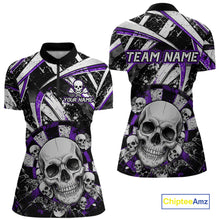 Load image into Gallery viewer, Black &amp; Purple Dartboard Grunge Women Darts 1/4-Zip Shirts Custom Multi-Skull Dart Team Jerseys NYN2350