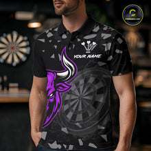Load image into Gallery viewer, Bull &amp; Dartboard Custom Grunge Men's Darts Polo Shirt Purple Darts Team Jersey NYN2351