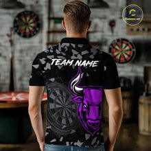 Load image into Gallery viewer, Bull &amp; Dartboard Custom Grunge Men's Darts Polo Shirt Purple Darts Team Jersey NYN2351