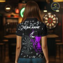 Load image into Gallery viewer, Bull &amp; Dartboard Custom Grunge Women Darts Polo Shirt Purple Darts Team Jersey NYN2351