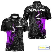 Load image into Gallery viewer, Bull &amp; Dartboard Custom Grunge Men's Darts Polo Shirt Purple Darts Team Jersey NYN2351