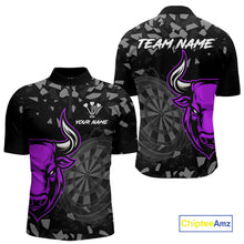 Load image into Gallery viewer, Bull &amp; Dartboard Custom Grunge Men Darts 1/4-Zip Shirt Purple Darts Team Jersey NYN2351
