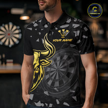 Load image into Gallery viewer, Bull &amp; Dartboard Custom Grunge Men's Darts Polo Shirt Yellow Darts Team Jersey NYN2352