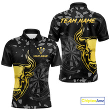 Load image into Gallery viewer, Bull &amp; Dartboard Custom Grunge Men's Darts Polo Shirt Yellow Darts Team Jersey NYN2352