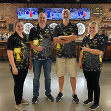 Load image into Gallery viewer, Bull &amp; Dartboard Custom Grunge Men's Darts Polo Shirt Yellow Darts Team Jersey NYN2352