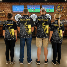 Load image into Gallery viewer, Bull &amp; Dartboard Custom Grunge Men's Darts Polo Shirt Yellow Darts Team Jersey NYN2352