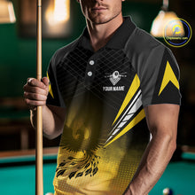 Load image into Gallery viewer, Black And Yellow Crown Pool 8 Ball Men Billiard Shirt Custom Billiard Polo &amp; 1/4 Zip Attire NYN2367
