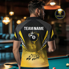 Load image into Gallery viewer, Black And Yellow Crown Pool 8 Ball Men Billiard Shirt Custom Billiard Polo &amp; 1/4 Zip Attire NYN2367
