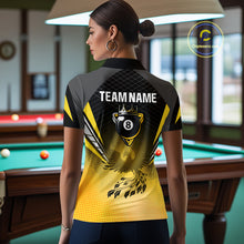Load image into Gallery viewer, Black And Yellow Crown Pool 8 Ball Women Billiard Shirt Custom Billiard Polo &amp; 1/4 Zip Attire NYN2367