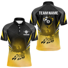 Load image into Gallery viewer, Black And Yellow Crown Pool 8 Ball Men Billiard Shirt Custom Billiard Polo &amp; 1/4 Zip Attire NYN2367