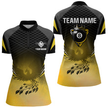Load image into Gallery viewer, Black And Yellow Crown Pool 8 Ball Women Billiard Shirt Custom Billiard Polo &amp; 1/4 Zip Attire NYN2367