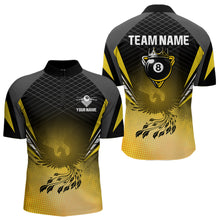 Load image into Gallery viewer, Black And Yellow Crown Pool 8 Ball Men Billiard Shirt Custom Billiard Polo &amp; 1/4 Zip Attire NYN2367