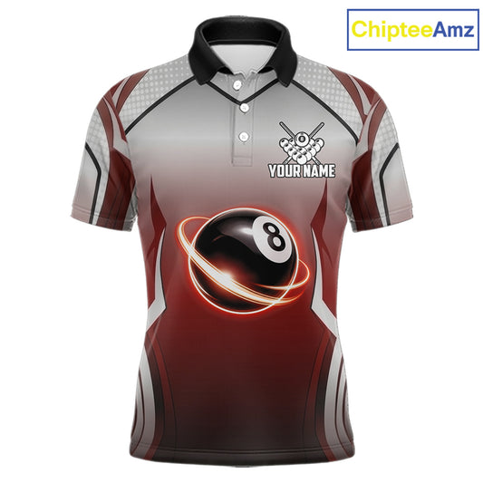 Black And Red 8 Ball Pool Men Billiard Polo & Quarter Zip Shirt Custom 8  Ball Billiard Team Jersey NYN2986