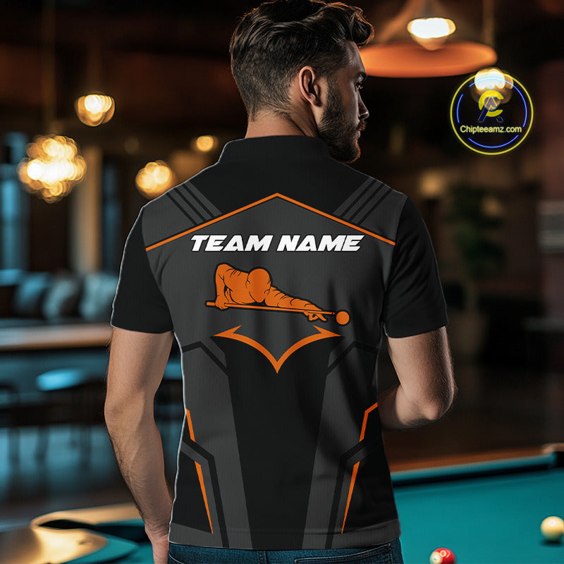 Custom 8 Ball Pool Team Shirts Men's Billiard Attire Personalized Billiard Ballls Gifts|Orange NYN2395