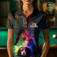 Load image into Gallery viewer, Tribal Colorful Smoke 8 Ball Pool Team Shirt Custom Women Billiards Balls Polo &amp; 1/4-Zip Attire NYN2398