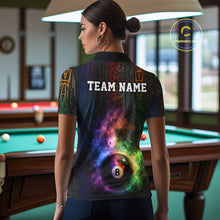 Load image into Gallery viewer, Tribal Colorful Smoke 8 Ball Pool Team Shirt Custom Women Billiards Balls Polo &amp; 1/4-Zip Attire NYN2398