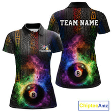 Load image into Gallery viewer, Tribal Colorful Smoke 8 Ball Pool Team Shirt Custom Women Billiards Balls Polo &amp; 1/4-Zip Attire NYN2398