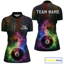 Load image into Gallery viewer, Tribal Colorful Smoke 8 Ball Pool Team Shirt Custom Women Billiards Balls Polo &amp; 1/4-Zip Attire NYN2398