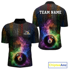 Load image into Gallery viewer, Tribal Colorful Smoke 8 Ball Pool Team Shirt Custom Men Billiards Balls Polo &amp; 1/4-Zip Attire NYN2398