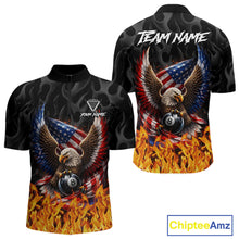 Load image into Gallery viewer, Personalized Fire Flame US Flag Eagle 8 Ball Pool Billiard Shirts For Men Patriotic Billiard Gifts NYN2793
