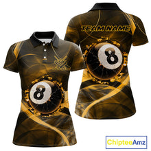 Load image into Gallery viewer, Yellow Smoke Cracked 8 Ball Pool Shirt For Women Custom Billiard Polo Quarter Zip Team Jersey