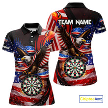 Load image into Gallery viewer, Custom US Flag Funny Eagle Dartboard Darts Women Polo &amp; 1/4-Zip Shirts Patriotic Dart Team Jerseys NYN2805