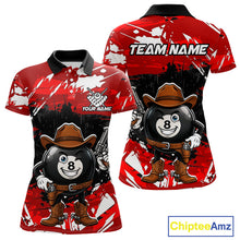 Load image into Gallery viewer, Funny billiard 8 ball cowboy gun shirt for women custom grunge pool team jersey red