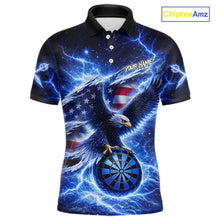 Load image into Gallery viewer, Thunder Torn US Flag Eagle Dartboard Men Darts Polo Shirt Custom Patriotic Dart League Shirt NYN2649