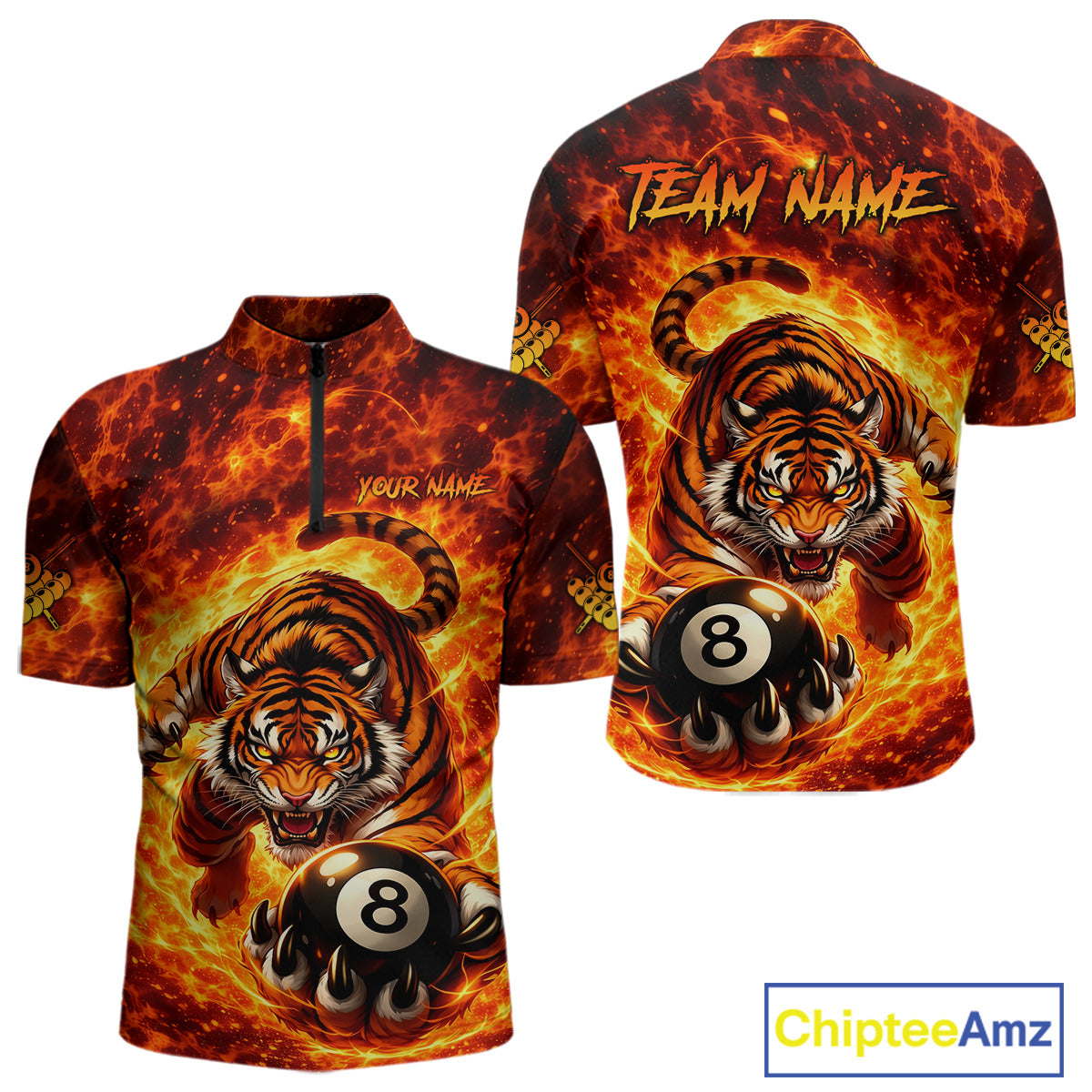 Red Flames Wolf Claw Hold 8 Ball 3D Unique Billiard Shirt For Men Personalized Pool Balls Shirts NYN2651