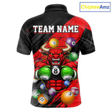 Load image into Gallery viewer, Boxing Bull Hold 8 Ball Pool Funny Billiard Shirt For Men Personalized Pool Balls Billiard Shirts NYN2652