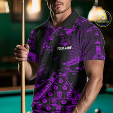 Load image into Gallery viewer, Purple Grunge Human Playing Ball Pool Men Polo &amp; 1/4-Zip Shirt Custom Billiards Ball Jerseys NYN2431