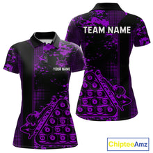 Load image into Gallery viewer, Purple Grunge Human Playing Ball Pool Women Polo &amp; 1/4-Zip Shirt Custom Billiards Ball Jerseys NYN2431